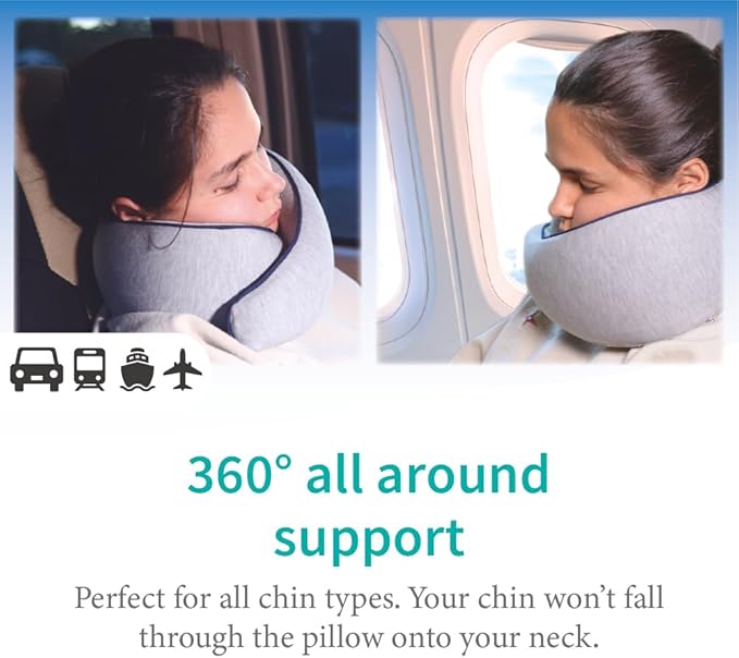 Memory Foam Travel Pillow | Provides Real Support to Head, Neck and Chin | Best - Image 2