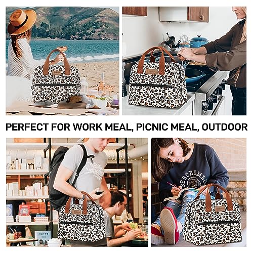 Insulated Lunch Bag for Women Men (Leopard Print)