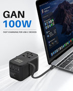 DOACE Universal Travel Adapter, 100W GaN 3.0 European Travel Plug Adapter - Image 2