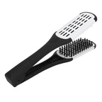ZJchao Double-Sided Hair Straightening Clamp Brush - DIY Salon Hairdressing Styling Tool for Women and Men