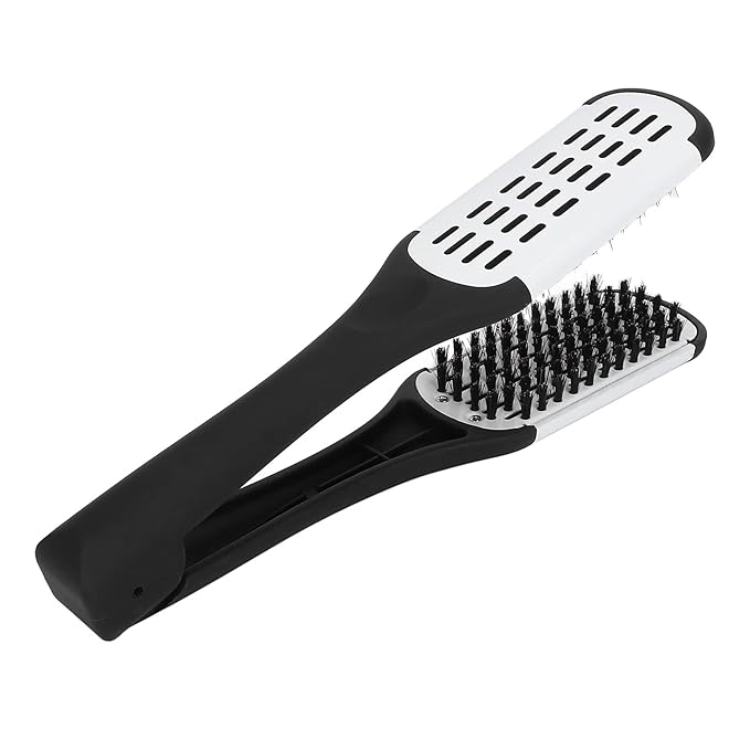 ZJchao Double-Sided Hair Straightening Clamp Brush - DIY Salon Hairdressing Styling Tool for Women and Men
