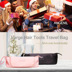 ANGENIL Hair Iron Tools Travel Bag with Heat Resistant Mat, for Curling Iron Wand, Flat Irons, Thermal Brush, Hair Dryer, 2 in 1 Portable Hot Tool Mat Hair Accessories Organizer for Women