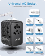 LENCENT 65W Universal Travel Adapter, GaN International Fast Charger 2 USB-A & - Image 8