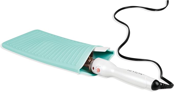 iDesign Silicone Heat-Resistant Hair Styling Tools Storage and Travel Pouch for Curling Irons, Straighteners, Wands - Aqua