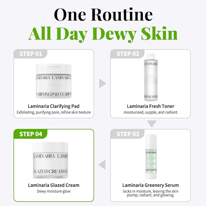 SHIONLE Laminaria Glazed Cream 1.76oz (50g) | Korea Sea Kelp Face Lightweight Moisturizing Cream | Deep Hydration Soothing Plump Firm Soft Smooth Glowy Skin | Daily Korean Skin Care for All Skin Type