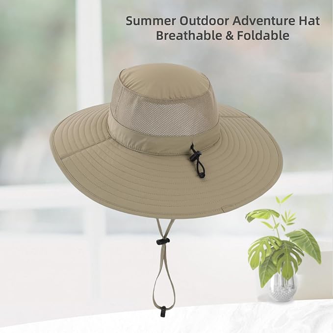 Home Prefer UPF50+ Mens Sun Hat Wide Brim Fishing Hat Foldable Large Brim UV - Image 2