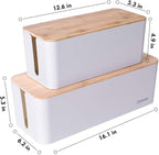 2 Pack Large Cable Management Box – Wooden Style Cord Organizer and Cover - Image 3