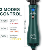 Aima Beauty Hair Dryer Brush, One Step Hair Dryer & Volumizing Hot Air Brush, 3 Heat/Speed Settings, Advanced Ionic Technology, Ceramic Coating, Nylon Pins & Tufted Bristles, Dark Green, 1000W, 125V