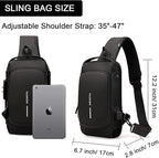 Sling Bag for Men Anti-theft USB Crossbody Shoulder Backpack Purse Waterproof - Image 6