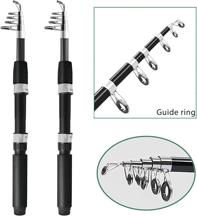 Fishing Pole Combo, 6.9ft 2Pcs Telescopic Rods Set, Collapsible Carbon Fiber - Image 2