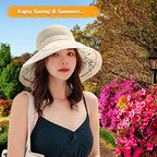 Women Mesh Crown Wide Brim Sun Hats Floppy Summer UV Protection UPF Hat for Beach Hiking Garden Travel Lawn Work Chin Strap (One Size / A1-m9163-beige)