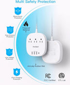 PD 20W USB C 3 Outlet 4 USB Ports Flat Plug Power Strip No Surge Protector - Image 7
