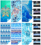 Microfiber Beach Towel (6 Pack Turtle Blue Leaves Mo / 32x71 Inch)