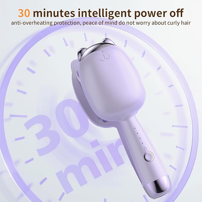 Crimper Hair Tool, Beach Waves Curling Wand,Ionic Hair Waver with 1.26 Inch Double Barrel for Women，Easy to Use，Four-Speed Adjustment and Automatic Power-Off, Purple