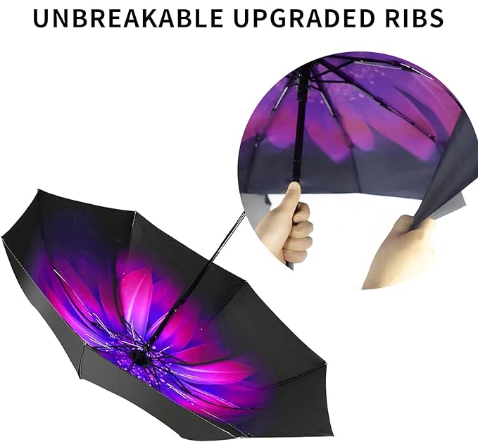 LLanxiry Compact Travel Umbrella, Mini Windproof Umbrellas - Image 5