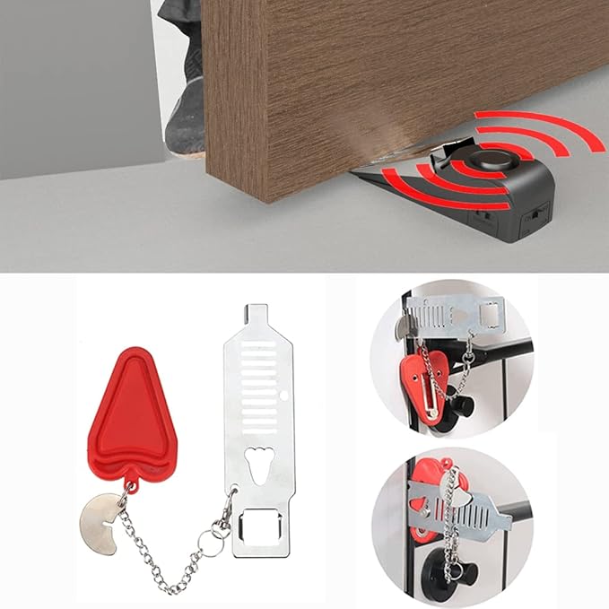 3 Packs Portable Door Stop Alarm & Door Lock, Upgraded Home Security Door - Image 3