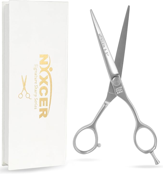 Professional Scissors - 6.5" Korean Convex Edge Blade Hair Cutting Scissors 440C Japanese Steel, Featuring Long-Lasting Sharpness