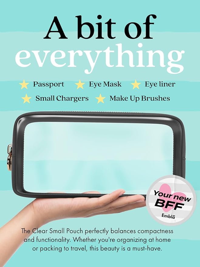 Clear Makeup Bag Zipper Pouch, Transparent Cosmetic Case Organizer, TSA - Image 3