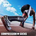 Compression Socks for Women & Men Circulation (Large-X-Large / 22 Lake Blue/Gray/Rose Red)