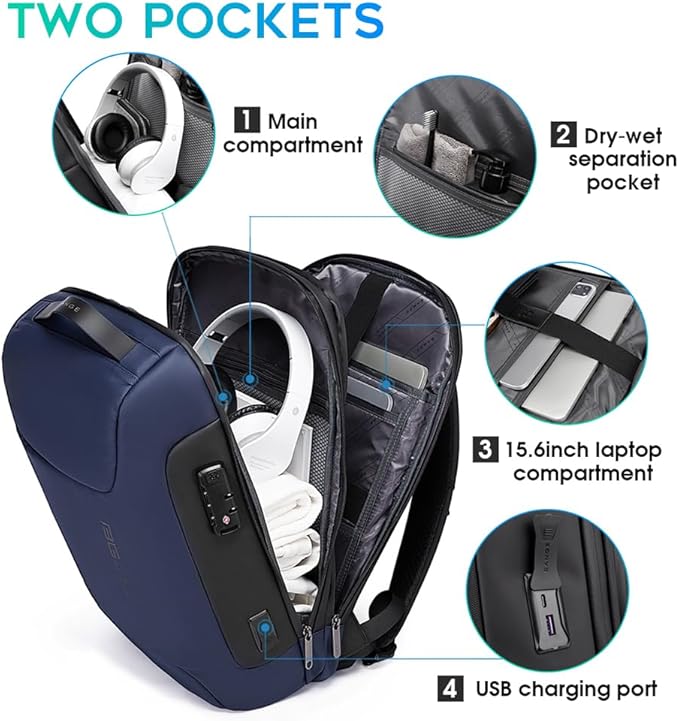 BANGE Anti Theft Business Backpack Fits 15.6 Inch Laptop, Lock Backpack - Image 3
