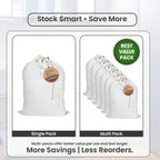 LFH Home Cotton Rich Large Laundry Bag with Handle (20”x30” (Pack of 6) / White)
