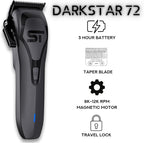 Supreme Trimmer Darkstar 72 Clipper with Magnetic Vector Motor | 180 Min Run Time, 9000 RPM Barber Hair Clipper | Low Noise, Professional Clipper DLC Blades | STC72