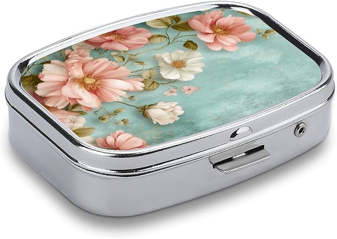 Metal 2 Compartment Pill Organizer Travel Friendly Portable Compact Pill Box - Image 2