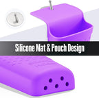 2 Pack Heat Resistant Silicone Hair Iron Mat and Pouch,Portable Travel Hair Straightener Mat and Holder for Hair Styling Tools.(Purple)