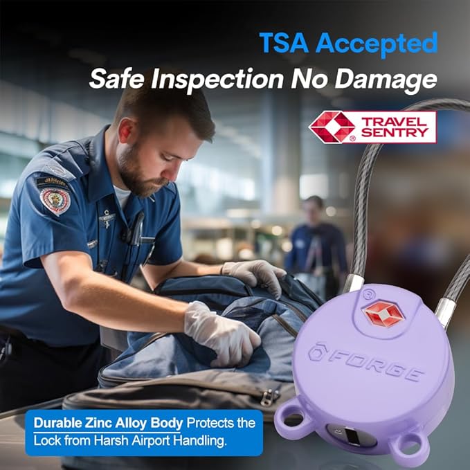 Forge TSA Approved Luggage Locks Ultra-Secure Dimple Key Locks, Cable Lock - Image 3