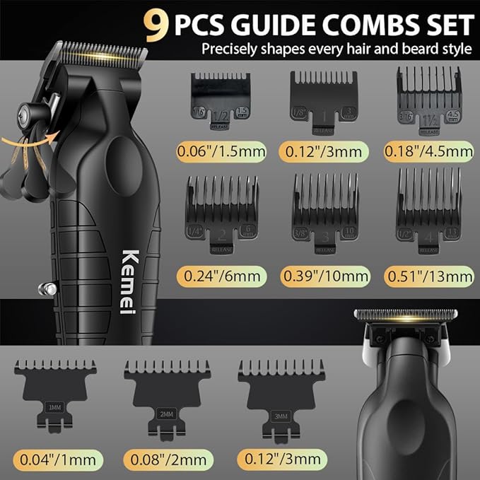 KEMEI Hair Clippers for Men Professional, Barber Clippers and Trimmers Set, Foil Shaver for Men,Cordless Hair Clippers and Barber Kit, Hair Cutting Kit, KM-2293Black, KM-PG2290D, KM-T95