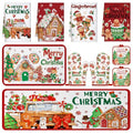 10 Pcs Christmas Gingerbread Man Kitchen Decor and Accessories Set Kitchen Towels Pot Holders Oven Mitts and Rugs for Baking Cooking BBQ Mom Housewarming Gifts (White,green,red / Cute Gingerbread Man)