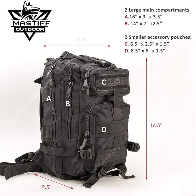Military Tactical Pack Backpack Army Molle Bug Out Bag Small Rucksack Outdoor - Image 3
