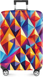 ANNA QUEEN Colorful Geometric Luggage Cover, Abstract Prism Pattern Suitcase by ANNAQUEEN