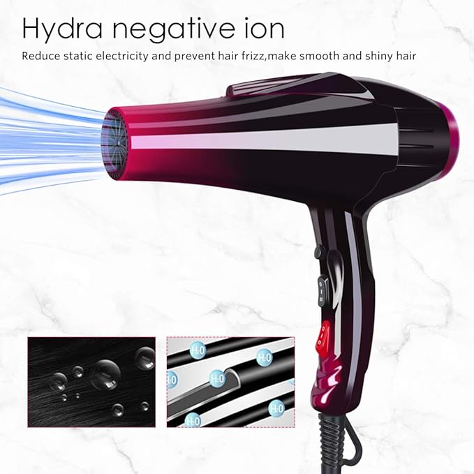 Professional Hair Dryer Powerful 3500 Watt Blow Dryer Salon Ceramic Tourmaline Ionic High Power Blow Dryer,Quick Dry Hair Dryers with AC Motor Concentrator Diffuser Attachments