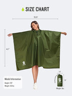 SaphiRose Hooded Rain Poncho Waterproof Raincoat Jacket - Image 7