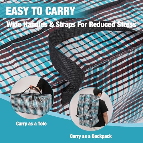 6 Pack Extra Large Moving Bags with Backpack Straps & Handles (Lattice Printing / 6 Pack)