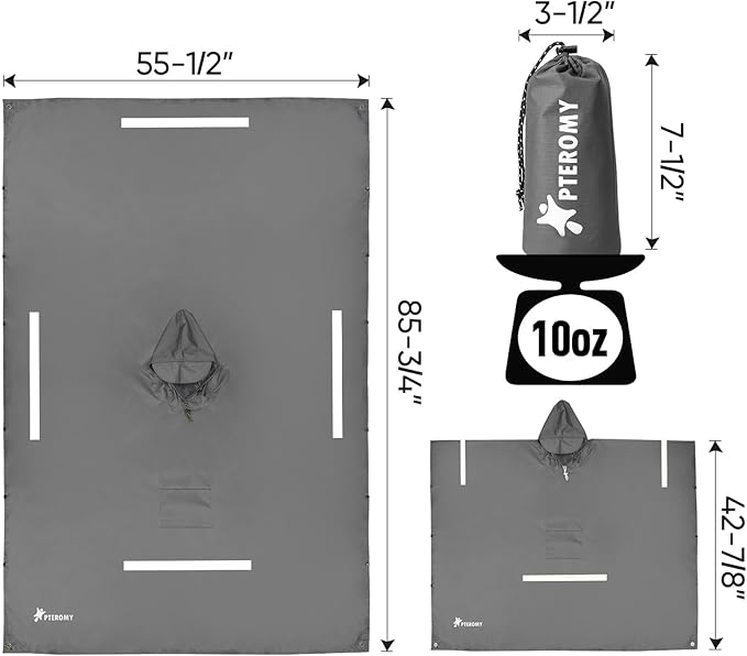 PTEROMY Hooded Rain Poncho for Adult - Image 7