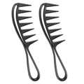 Wide Tooth Comb 2 PCS Curly Knotted Wavy Thick Thin Hair Care Massage Scalp Women Detangling Shower Wig Wet Brushing Large Smooth Grip Handle Detangle Plastic Pick Row Stylist Styling Tool Appliances