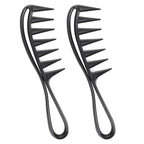 Wide Tooth Comb 2 PCS Curly Knotted Wavy Thick Thin Hair Care Massage Scalp Women Detangling Shower Wig Wet Brushing Large Smooth Grip Handle Detangle Plastic Pick Row Stylist Styling Tool Appliances
