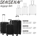 3-Piece Expandable Luggage Set Suitcase in Classic Black -Double Wheel - Image 6