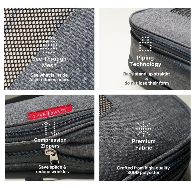 Premium Compression Packing Cubes for Travel (Grey / Large)