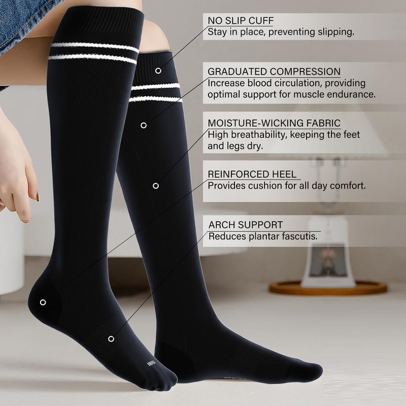 Viscose Made from Bamboo Compression Socks for Pregnant Women 20 (X-Large / 4 Pair-black)