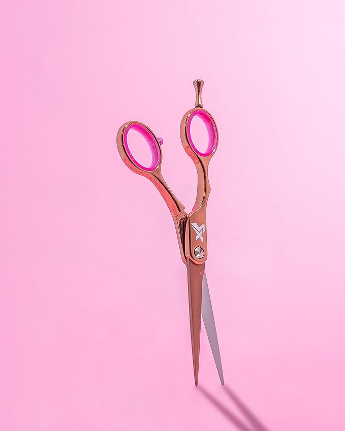 Cricket Shear Xpressions 5.75" Left-Handed Professional Hair Cutting Scissors - Barber Scissors, Japanese Stainless Steel, Ideal for Stylists and Home Use, Hey Rosie - Rose Gold