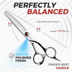 SWAP Professional Hair Thinning Scissors 6.0'' - Japanese SUS440C Steel (60-62HRC Hardness), Adjustable Tension, Ergonomic Design for Salon/Home Use Hair Trimming Scissors(S2)