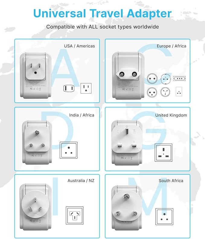 VINTAR Universal Travel Adapter Kit, International Power Adapter - Image 3