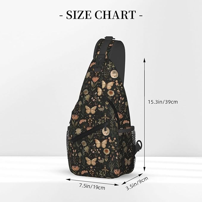 SUPLUCHOM Sling Bag Vintage Butterfly Moon Flower Hiking Daypack Crossbody - Image 3