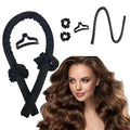 GADZHI Heatless Curling Rod Headband Heatless Hair Roller Curls Set for Long Hair No Heat Silk Hair Wrap Curler Ribbon for Overnight Sleep Hair Roller with Hair Claw Clip DIY Hair Styling Tools (1 set - black)