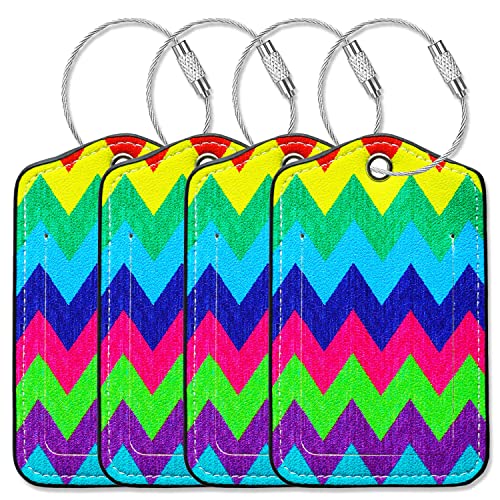 Luggage Tags for Suitcases (Chevron Colorful)
