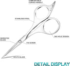 Professional beard scissors, 4.9-inch (silver) small pointed stainless steel hairdressing scissors, Moustache Trimming，suitable for personal care and beauty of both men and women