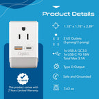 US to India Plug Adapter (white gray)